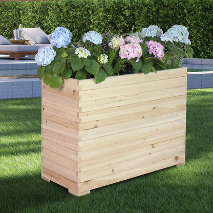 TRUEAURA Wood Raised Garden Bed, Rectangular Planter Box Outdoor Large Tall Trough 39"x28"x15" Flower Planters Boxes with Bottom for Plants Herb Patio Porch Balcony Privacy Screen