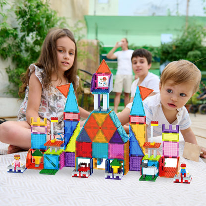 PicassoTiles 353pc Magnetic Brick and Magnet Tile Combo Set with Action Figures STEM Building Block Educational Construction Kit Preschool Classroom Toy Learning Activities for Kids Age 3 Plus PTL353