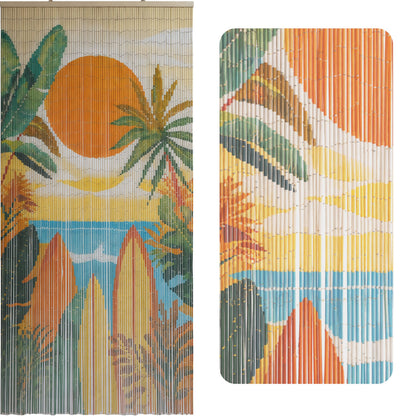 Vietbud Décor Summer Vibe Bamboo Beaded Curtains for Doorways, Decorative Room Divider, Natural Vietnamese Craft, Indoor Hanging Bamboo Blinds, Sturdy Hook, Easy to Clean, 35.43 x 78.74 Inches
