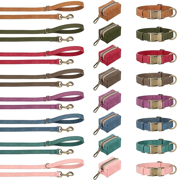 Didog Soft PU Leather Dog Collar, Stylish Quick Released Dog Collars for Small Dogs, Easy Clean Adjustable Pet Collar for Daily Walking, Dark Green, S Fit 10-15" Neck