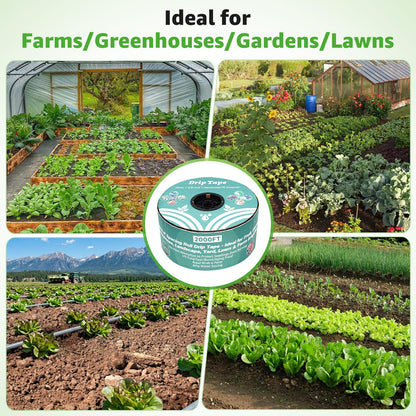2000FT 5/8" Drip Tape Irrigation, 16 Mil Heavy Duty with 6" Emitter Spacing, Silver Reflective Drip Tape Resistant to Pecking & Biting, Heat-Safe for Seedlings, Ideal for Garden Farm Greenhouse Patio
