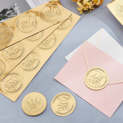 CRASPIRE 2" 1st Gold Foil Sticker Medal Award First Place 100pcs Certificate Seals Gold Embossed Round Embossed Foil Seal Stickers for Envelopes Invitation Card Diplomas Graduation Ofiicial