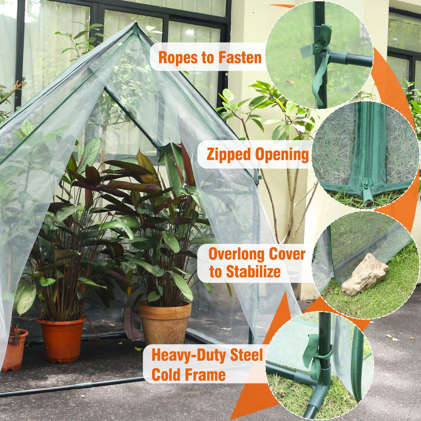 Gardzen Mini Greenhouse with Mesh Cover, Portable Outdoor Greenhouse, Enhanced Ventilation, Ideal for Spring, Summer & Fall 36.2"(L) x53.3(W) x66.1(H)