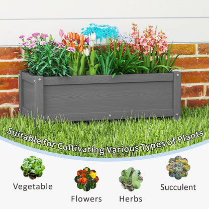 KETOYARK HDPE Raised Planter Box Outdoor,Rot-Resistant and Non-Cracking,Small Raised Beds for Gardening 29.5 * 14.4 * 9.8 in for Yard,Lawn,Outdoor Planter Boxes Rectangle with Drainage Holes Gray