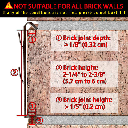 Booda Brand Brick Hook Clips (12 PCS) for Hanging Outdoors, Brick Hangers Fit Standard Size Brick 2-1/4" to 2-3/8" in Height, Heavy-Duty Brick Siding Clips Wall Hangers for Hanging No Drill and Nails