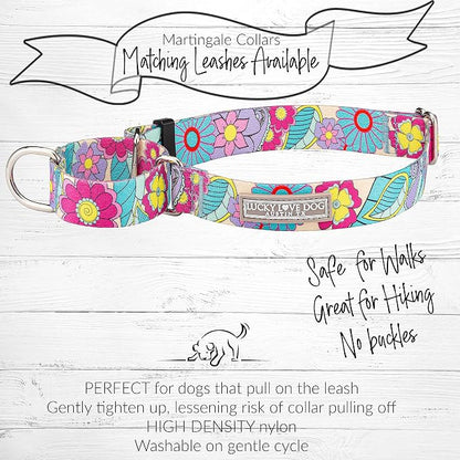 Lucky Love Dog Martingale Collar, Premium No Slip Martingale Collar for Large Dogs, Great for Whippets, Greyhounds, and More (Caroline, Large)