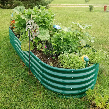 8x3x1.5ft Galvanized Raised Garden Bed, 18" Tall Metal Raised Beds for Gardening, Large Planters Boxes for Outdoor Plants Vegetables, Flowers, Herbs & Tomatoes, Above Ground Garden Beds Kit, Green