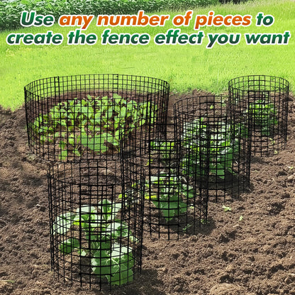 12-gauge Wire Pre-Bent Quick Setup Plant Protectors from Animals -14''H *13''Dia Chicken Wire Plant Cages to Keep Rabbits Deers Squirrels Out, Garden Bunny Barricades with Zip Ties Stakes, 7Pack