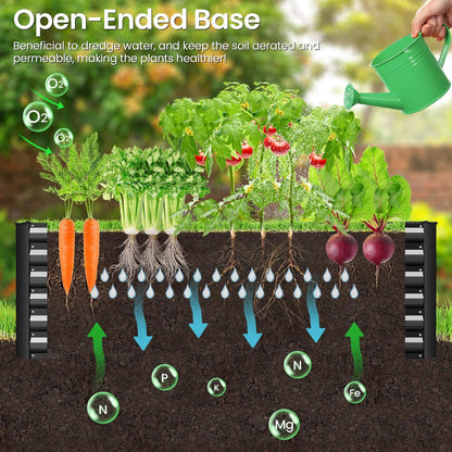 Homdox 6×3×2FT Galvanized Metal Raised Garden Bed Kit, Deep Root Elevated Planter Box w/Anti Cutting Strip & A Pair of Gloves, for Vegetables, Flowers, Herbs, Succulents, 265 Gallon Capacity, Black