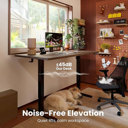 ErGear Height Adjustable Electric Standing Desk, 71 x 30 Inches Sit Stand up Desk, Memory Computer Home Office Desk, Dark Walnut