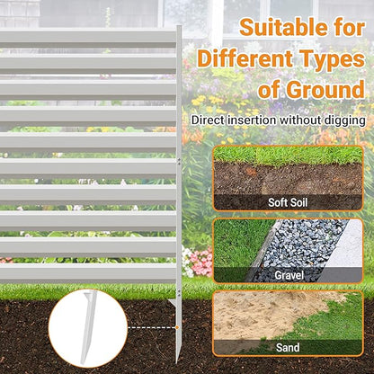 CJF Outdoor Privacy Screens, 42" H x 38" W Metal Air Conditioner Fence Panels, Pool Equipment Enclosure, Trash Can Screens Fence Kit for Outside Backyard Patio(Withe/3-Panel)