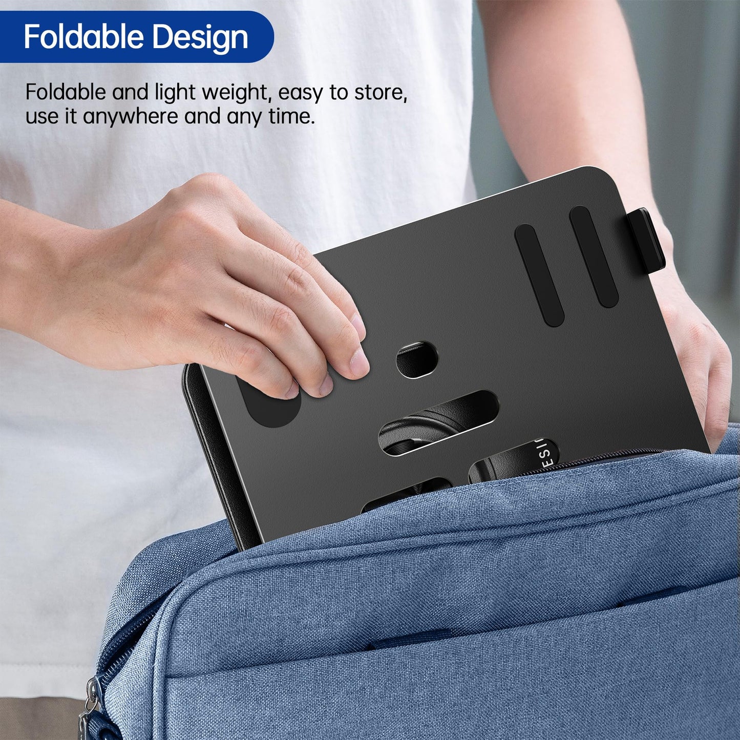 BESIGN LS11 Laptop Stand with 360° Rotating Base, Ergonomic Adjustable Notebook Riser, Foldable Computer Holder Compatible with 10-14" Laptops (Black)