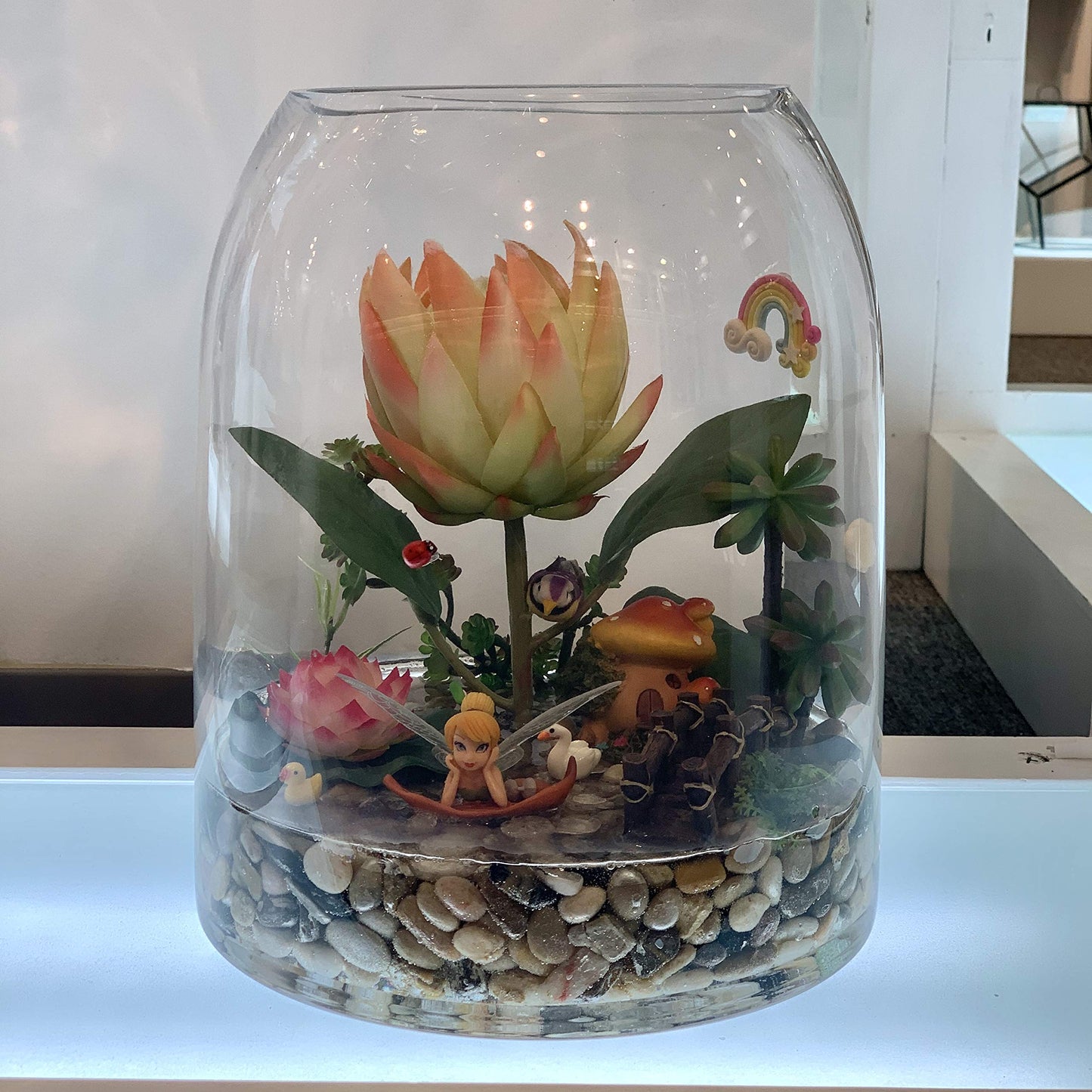 WGV Dome Vase, Width 9.8" Height 12" Clear Elegant Glass Planter Terrarium Gathering Storage Jar Taper up Floral Container for Wedding Party Ceremony Event Office Home Decor, 1 Piece