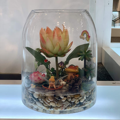 WGV Dome Vase, Width 9.8" Height 12" Clear Elegant Glass Planter Terrarium Gathering Storage Jar Taper up Floral Container for Wedding Party Ceremony Event Office Home Decor, 1 Piece