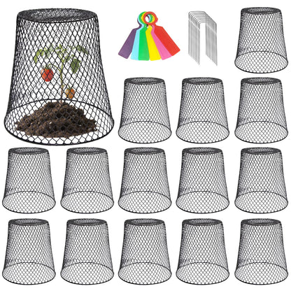 Hlimior 15 Sets of Chicken Wire Cloche Plant Covers Garden Netting, Heavy Duty Chicken Wire Plant Covers Protectors from Animals for Keeping Bunnies Chicken Squirrels Birds Other Out 9.13×9.13 in