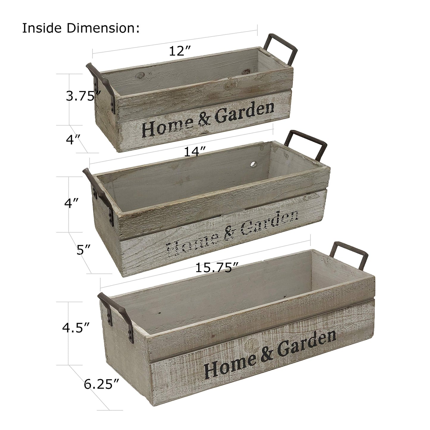 allgala 3-PC Set Wooden Boxes Planter Trough for Flower pots - Indoor Outdoor Decoration - Storage Display Boxes