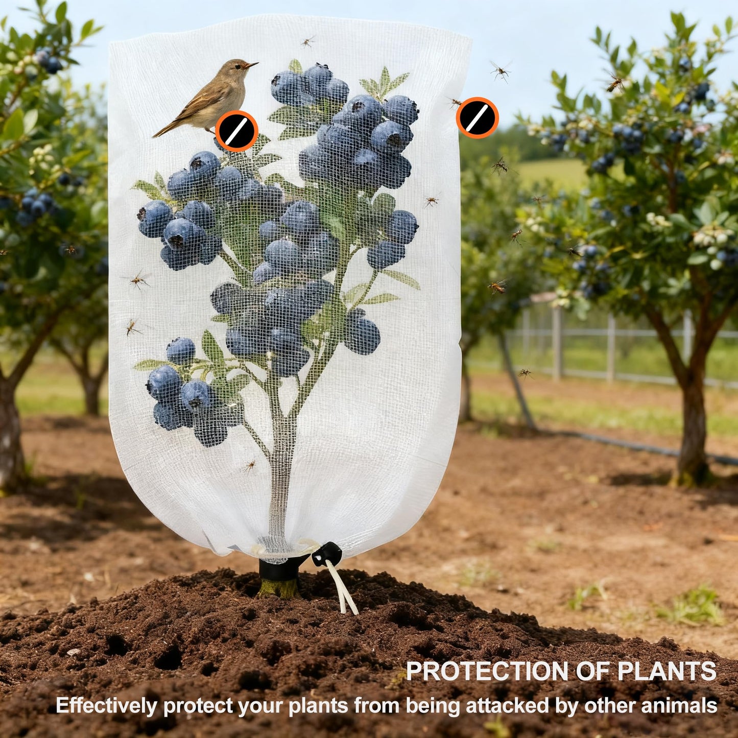 Garden Mesh Netting with Drawstring & Zipper,4PACK Mesh Netting Pest Barrier Protection Bird Mosquito Net Plants Cover for Patio Vegetable Plants Fruit Tree (4FTx5.9FT+2.3FTx3.3FT)