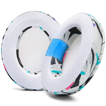 WC Freeze for Arctis Nova - Hybrid Fabric Cooling Gel Replacement Earpads for Arctis Nova Pro Wired, Nova 7, 5, 4, 3, 1 - Made by Wicked Cushions (Does Not Fit Nova Pro Wireless) | 90's White
