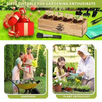 Premium Bonsai Kit,Complete Bonsai Starter Kit with Wooden Gift Box,repotting mat, Burlap Pots & Gardening Tools, DIY Bonsai Plant Set for Adults & Beginners (Seeds Excluded)Birthday Thanksgiving gift