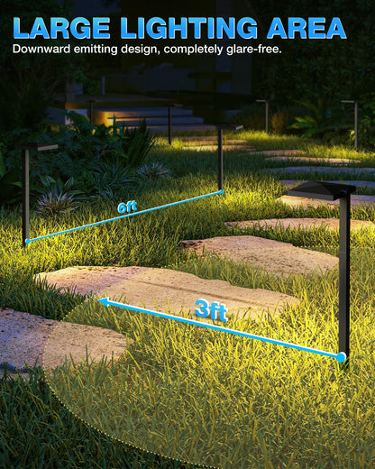 SUNVIE LED Landscape Path Lights, 5W Anti-Glare, 3000K Soft White, Cast-Aluminum, 12 Pack, Wired 12-24V Outdoor Lighting