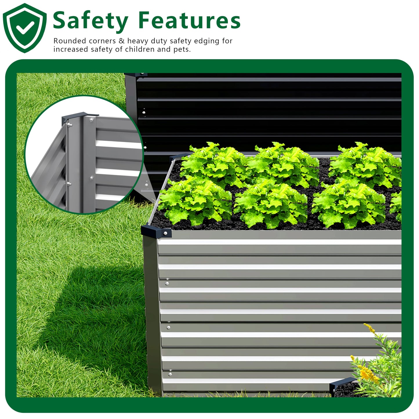 DIIYIV Galvanized Raised Garden Bed Kit Outdoor Patio,8x4x2ft Large Rectangular Metal Planter Boxes,Deep Root Box Planter for Gardening,Vegetables,Flowers,Herbs-Silver