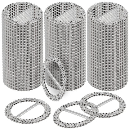 HAKZEON 200 PCS 2.5 Inch Silver Chair Sashes, Round Chair Sash Buckles, Acrylic Rhinestone Ribbon Buckle, Chair Sash Ribbon Slider for Wedding, Party, Banquets, Home, Craft