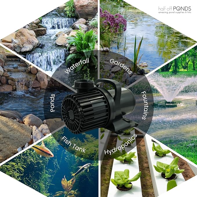 HALF OFF PONDS Submersible Water Pump, 10,000 GPH Pond Pump with 200FT Power Cord and 31FT Max Head, 720W Ultra Quiet Energy Efficient Pump for Koi Pond, Fountain, Waterfall, Water Garden, Skimmer