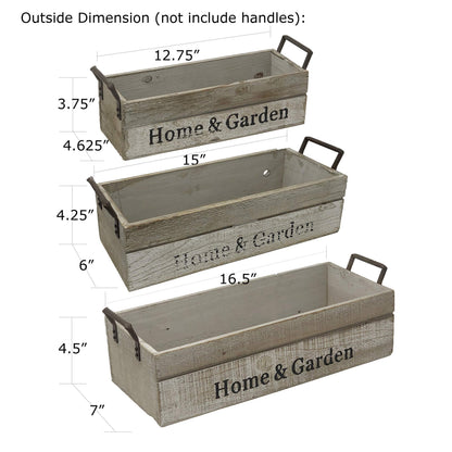 allgala 3-PC Set Wooden Boxes Planter Trough for Flower pots - Indoor Outdoor Decoration - Storage Display Boxes