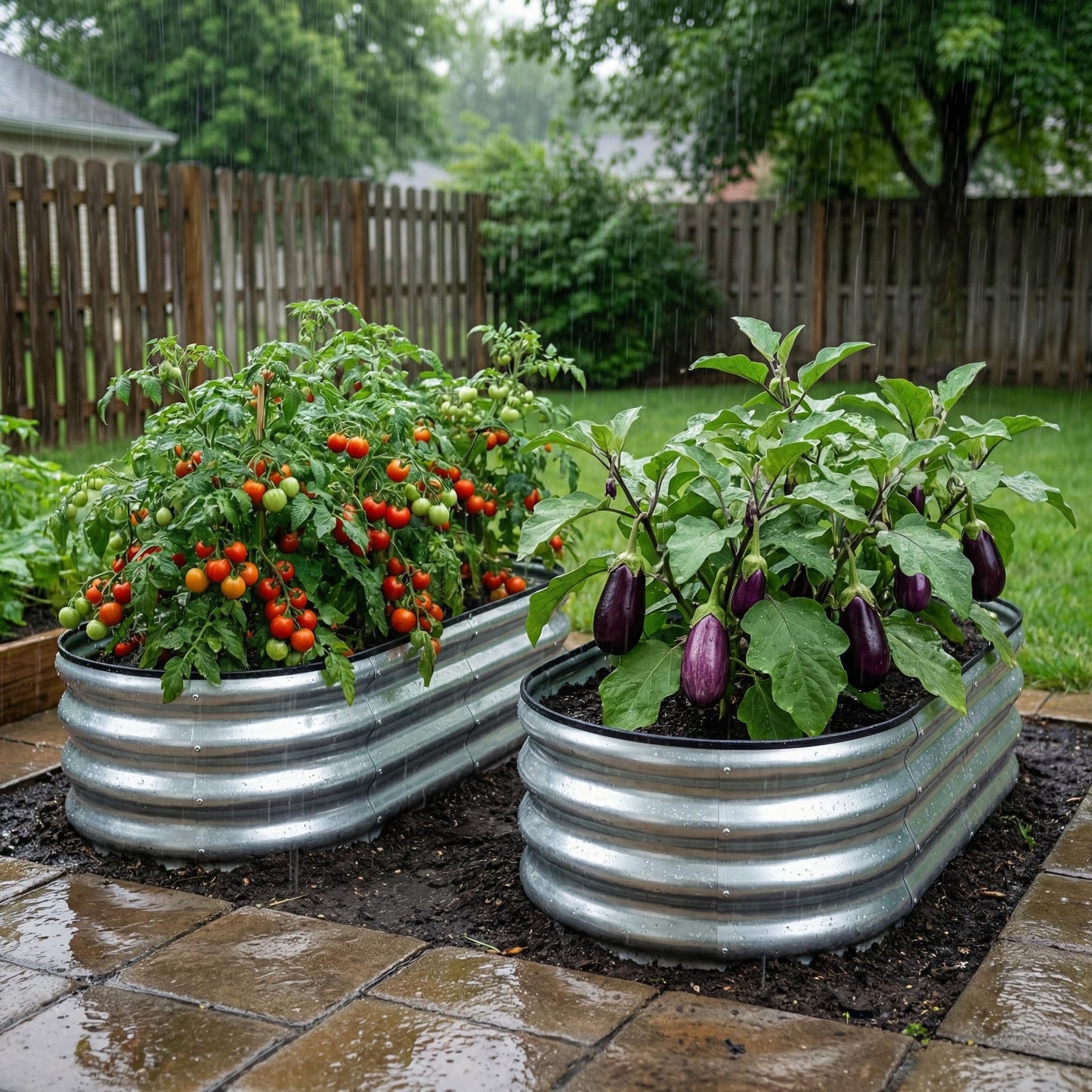 SnugNiture Galvanized Raised Garden Bed Outdoor, 2 Pcs 4x2x1ft Oval Metal Planter Box for Planting Plants Vegetables, Silver