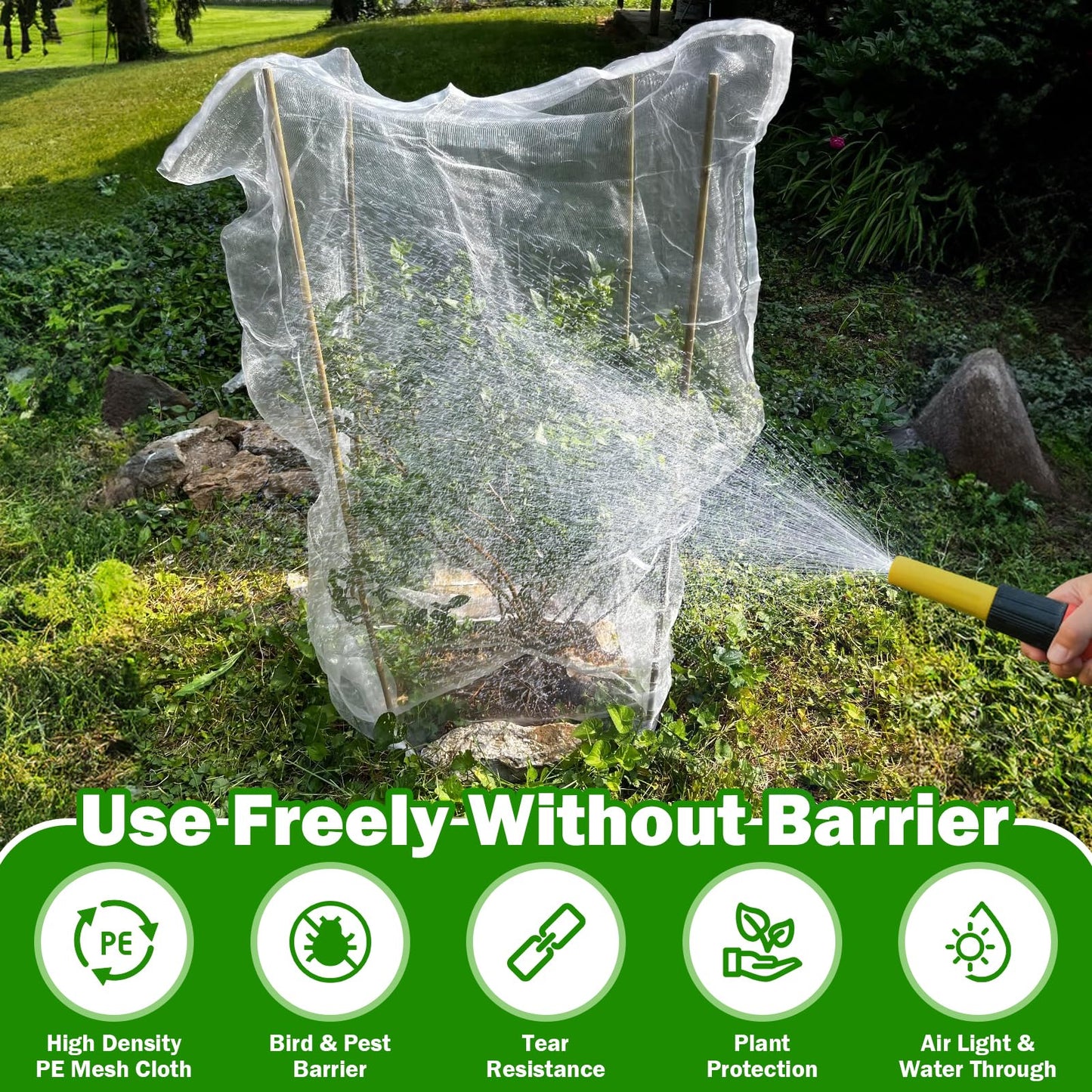 2 PCS Fruits Tree Netting Cover for Garden 3.3 x 4.9 ft Garden Insect Bird Barrier Plant Netting for Tomato Blueberry Bush Netting Covers Deer Cicada Netting Cover Bag with Drawstring