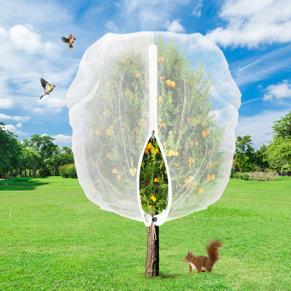 Easy Installation Fruit Tree Netting with Zipper & Drawstring - 6.2x6.2ft Ultra Fine Mesh Garden Protection Screen to Protect Pear Peach Apple from Bird Insect Bug Cicada Deer Squirrel