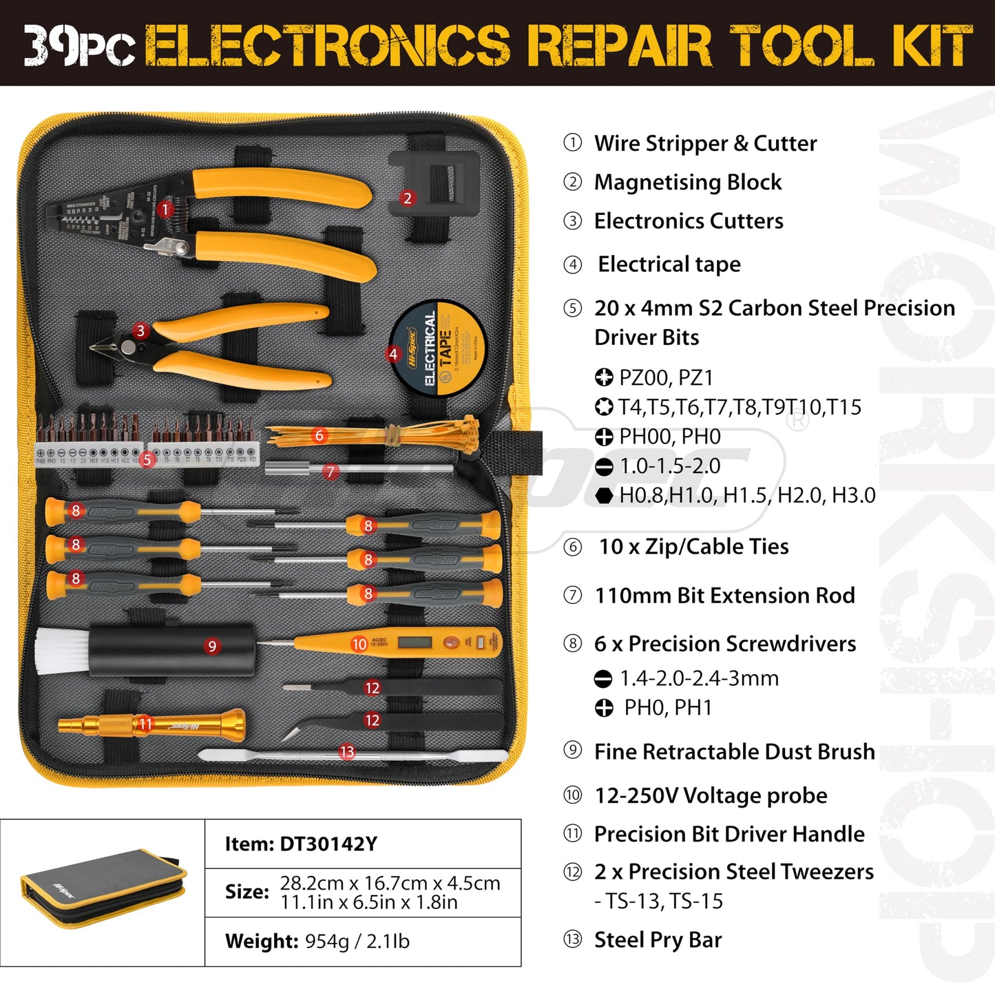 Hi-Spec 56pc Electronics Repair & Opening Tool Kit Set for Laptops, Devices, Computers, PC Building & Gaming Accessories. Precision Small Screwdrivers with Pry Tools