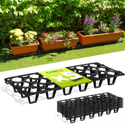 Plant Stand Outdoor – Modular Plant Riser 5 Pack for Pots, Planters & Grow Bags | Heavy-Duty UV-Resistant Elevated Pot Stand for Drainage, Airflow, Root Health & Cleaner Patios – 19.7x7.5x2.4 in (Black)
