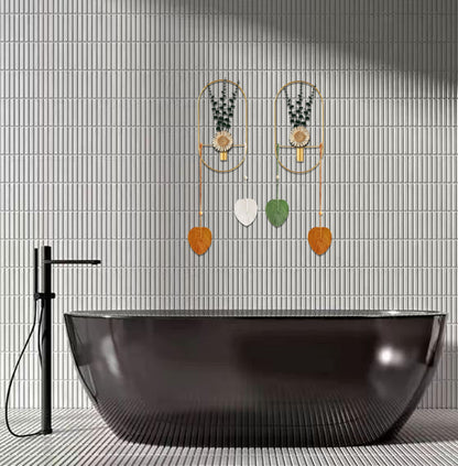 Black Plant Decor, Wall Mounted Metal Vase, Wall Mounted Metal Art for Living Room, Bedroom, Bathroom, Dining Room, Faux Plant Wall Decor (Large 2 Piece Set Gold)