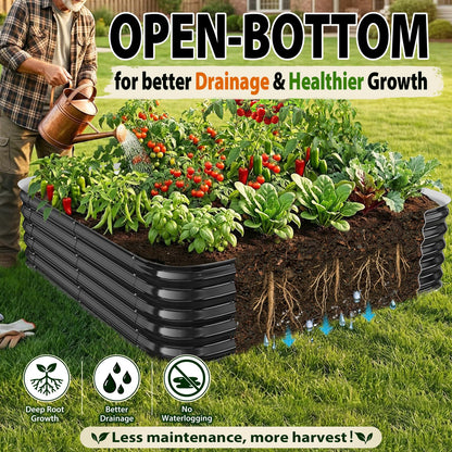 FCCRETA Galvanized Raised Garden Bed for Gardening, 4x4x1ft Large Square Metal Planter Boxes Outdoor for Vegetable,Flower,Herb,Modular Above Ground Growing Container,Black, Easy Assembly