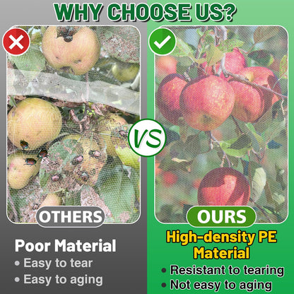 Easy Installation Fruit Tree Netting with Zipper & Drawstring - 6.2x6.2ft Ultra Fine Mesh Garden Protection Screen to Protect Pear Peach Apple from Bird Insect Bug Cicada Deer Squirrel