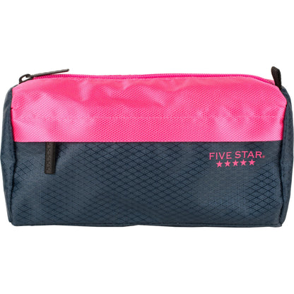 Five Star Pencil Pouch, Pen Case, 9-Pocket Zipper Pouch, Storage Organizer for School Supplies Earbuds Chargers Cables Makeup, Navy/Pink (505600B-ECM)