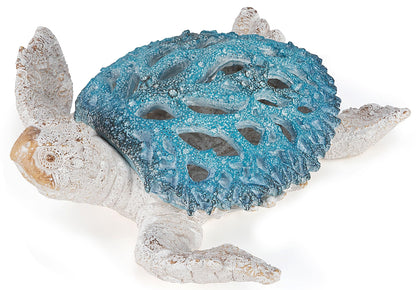 VVGIFTS Ocean Decor Sea Turtle Coral Reef Home Office Decor Sculpture Beach Coastal Tabletop Shelf Collection (Blue)