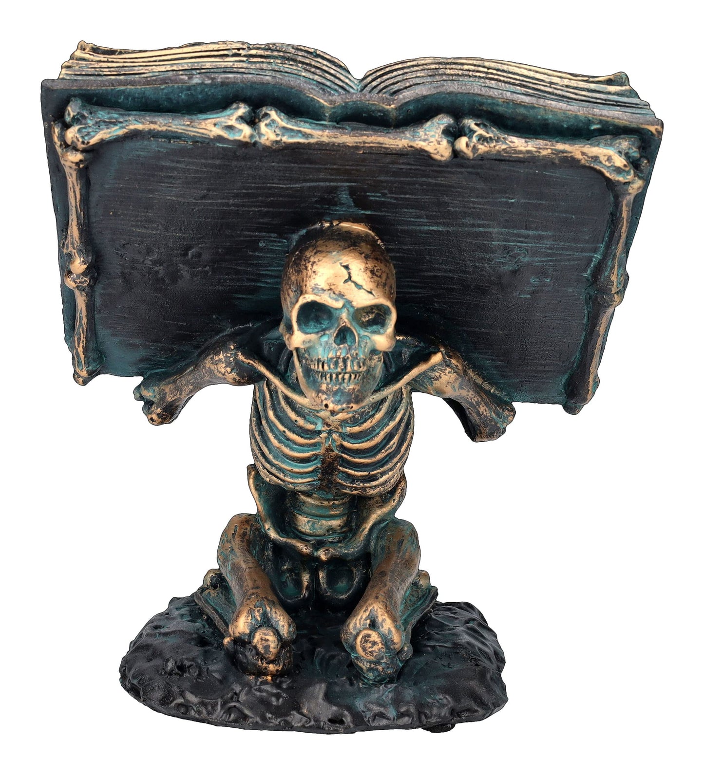 Pacific Giftware Spell Book Skeleton Podium Gothic Horror Home Decor Accent 6.75” Tall