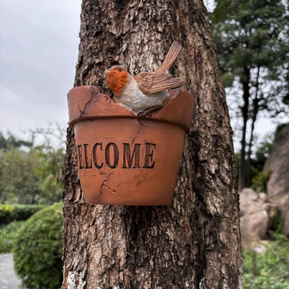 Yaoemei Bird Succulent Planter, Cute Bird Plants Pots, Indoor Outdoor Flowerpot Garden Decor, Bird Bonsai Flower Pot, Wooden Succulent Planter with Drainage for Yard Patio Lawn Balcony