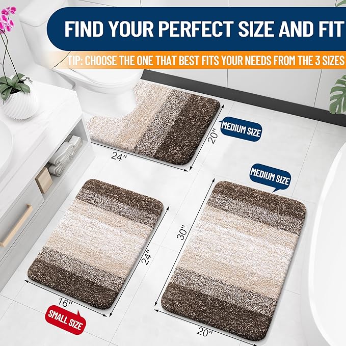 OLANLY Bathroom Runner Rugs Mat 59x24, Extra Soft Absorbent Microfiber Bath Rugs, Rubber Backing, Quick Dry, Washable Long Bath Mats for Bathroom, Tub and Shower, Home Decor Accessories, Light Brown