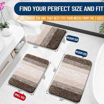 OLANLY Bathroom Runner Rugs Mat 70x24, Extra Soft Absorbent Microfiber Bath Rugs, Rubber Backing, Quick Dry, Washable Long Bath Mats for Bathroom, Tub and Shower, Home Decor Accessories, Light Brown