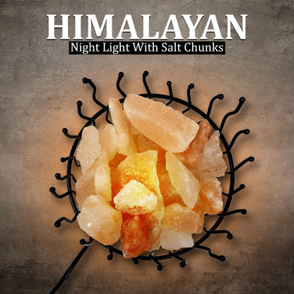 Natural Himalayan Salt , Tall Round Metal Basket lamp with Dimmer Switch | 8-10 lbs