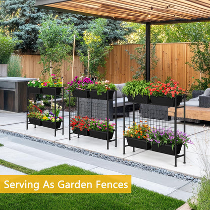 ETELI Vertical Raised Garden Beds Outdoor Elevated Herbs Garden Planter Boxes with Trellis and Legs 32.4" Flowers Beds Vertical Planters for Small Climbing Plant Vegetables Patio Balcony, Black