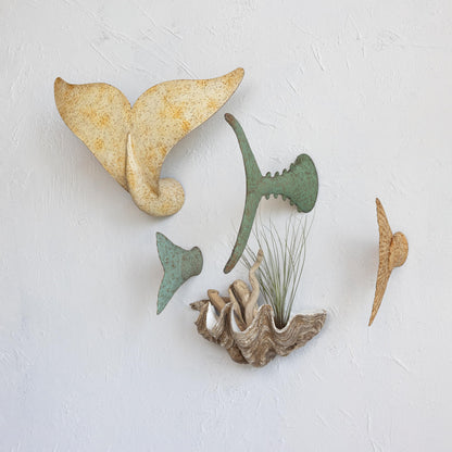 Creative Co-Op Distressed Metal Tuna Tail Accent Decor, Aqua