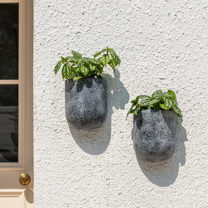 LA JOLIE MUSE Wall Hanging Planters for Indoor Plants，Hanging Flower Pots for Air Plants Succulent, Set of 2, 5.7L*4.1W*7H, Rock Gray