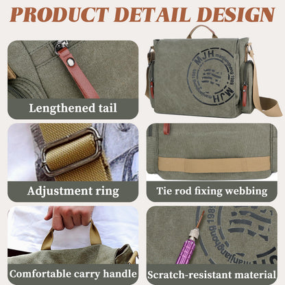FSD.WG Satchel Messenger Bag for Men Canvas,Travel Shoulder bag 13.5" Laptop Bags