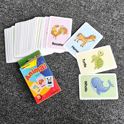 Flash Cards for Toddlers, Educational Learning Set of 144, Body Animal Food Fruit Cards, Ages 2-6, Montessori Preschool Learning Toys for Kindergarten (Orange, Pocket-Size)