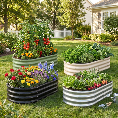 1MORE Galvanized Raised Garden Bed- Planter Garden Boxes Outdoor, Raised Beds for Gardening, 4x2x1ft Metal Garden Bed Kit for Vegetables Flower, Planter Raised Beds with Tools.Green-2pack
