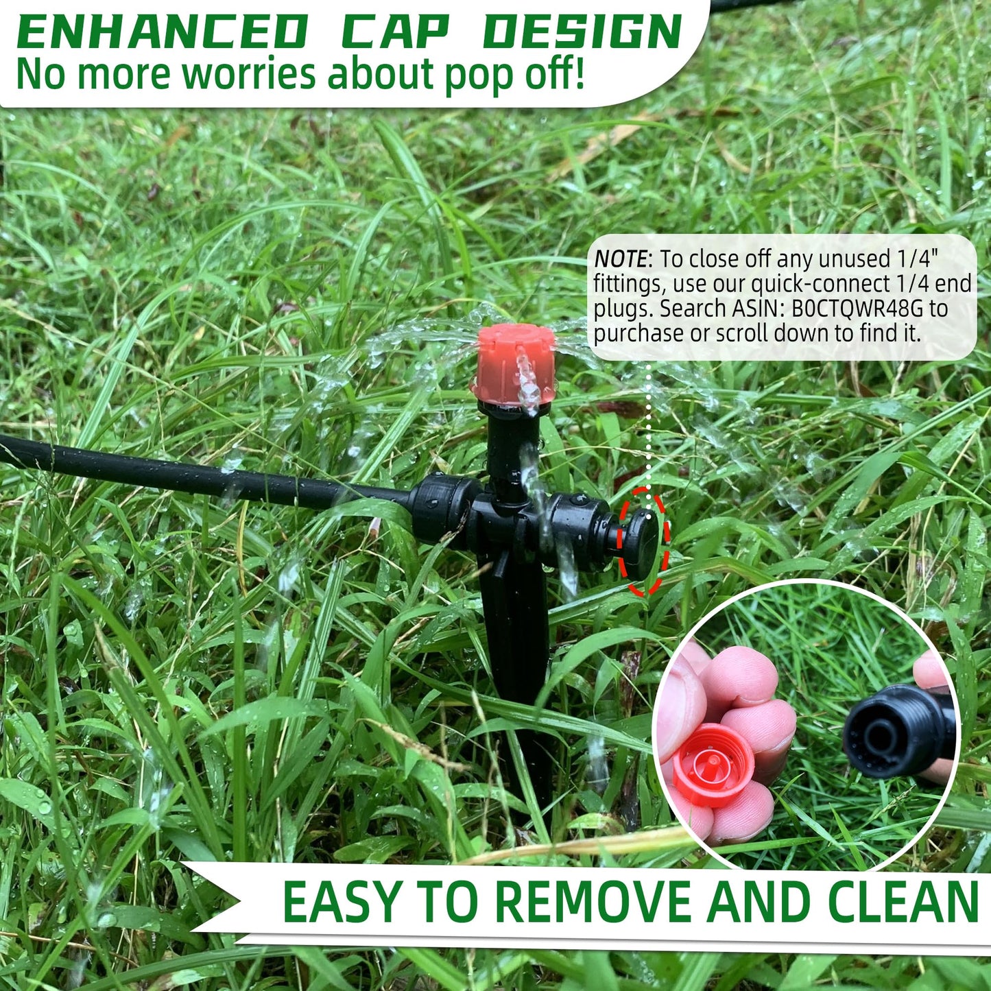 10PCS Push-to-Connect Drip Irrigation Emitters for 1/4 inch Irrigation Tubing, Two-Way Connection Adjustable Drip Emitter Sprayer with Stake, Irrigation Dripper Sprinklers for Drip Irrigation System